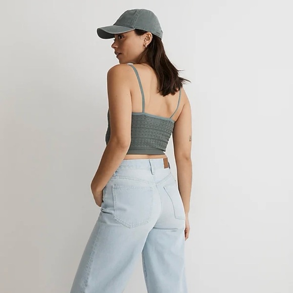 NWT Madewell Seamless Pointelle Crop Cami - Architect Green - Size L/XL - Picture 3 of 6